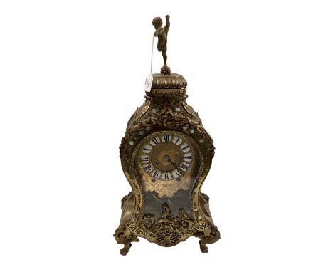 A French brass boulle mantel clock 