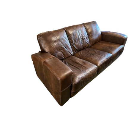 A good, modern brown leather sofa 211cm L 