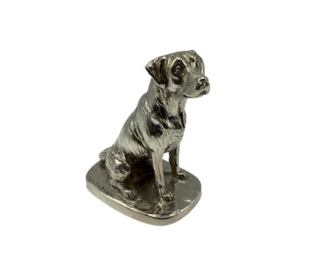 A sterling silver (filled) model of a Labrador, marked Donaldson to plinth base, Camelot Silver Ltd, Sheffield 2002, gross we