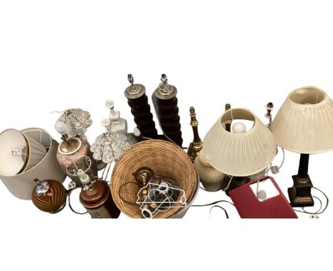 A quantity of lamps and lighting and lampshades all as found 