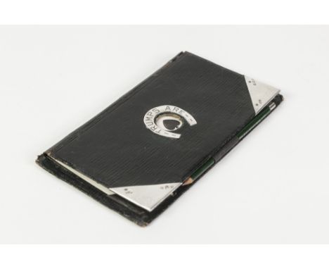 GEORGE V PLAIN SILVER CARD CASE, 3" X 1 ¾" (7.6cm x 4.5cm), Birmingham 1926, together with a FILLED SILVER WALKING STICK SPHE