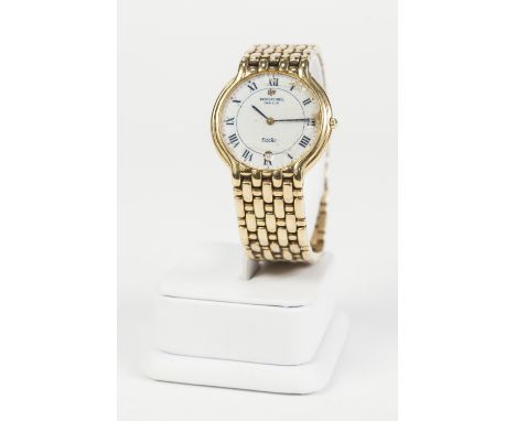 RAYMOND WEIL 'FIDELIO' GENTS 18ct GOLD PLATED SWISS WRIST WATCH, model 4802, with quartz movement, white Roman circular dial 