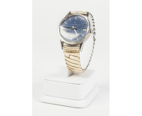 GENTS ETERNA MATIC STAINLESS STEEL WRIST WATCH, with automatic movement, circular black dial with batons, date aperture  and 