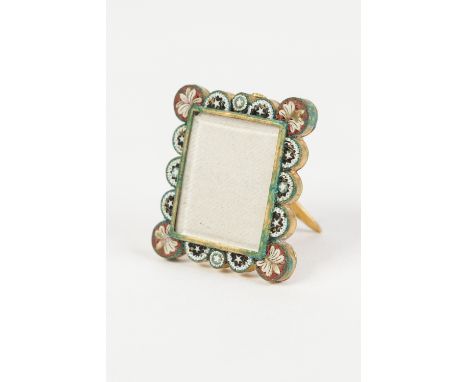 MINIATURE GILT METAL OBLONG EASEL FRAME, with micro mosaic front, 1 1/4" high 