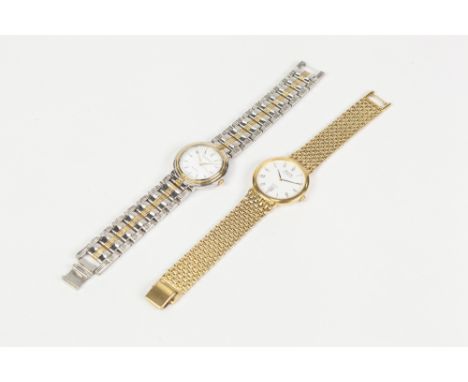 GENTS AVIA 'CLASSIC' QUARTZ WRIST WATCH, with circular white Roman dial with date aperture, gold planted stainless steel case