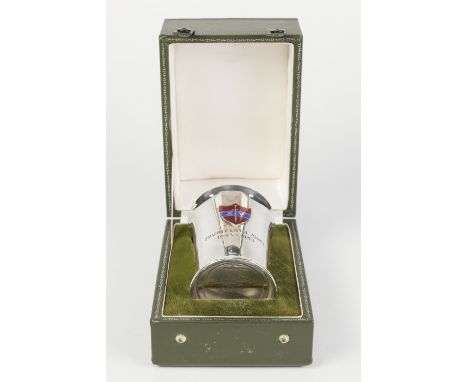 MODERN MILITARY COMMEMORATIVE SILVER AND ENAMELLED BEAKER FOR THE 'FOURTEENTH ARMY, 1943-1945', of flared form with gilt inte