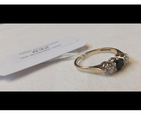 A sapphire and cubic zirconia ring in 9ct setting 