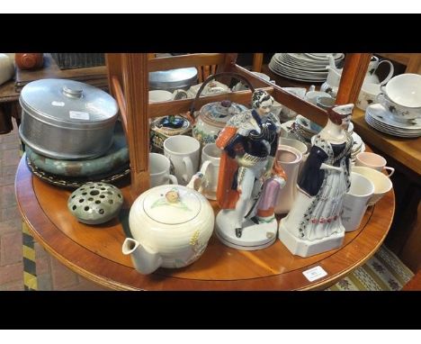 Various collectable ceramic ware including Staffordshire flat back and other