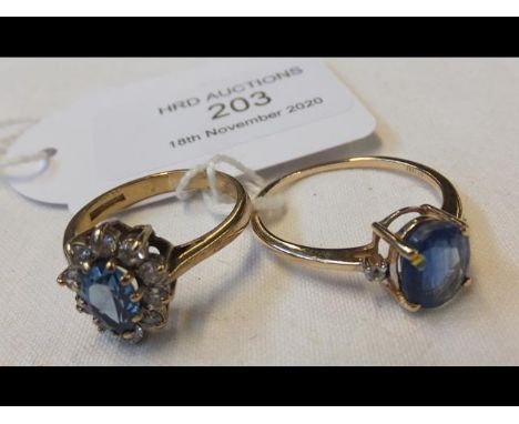 A 9ct blue stone dress ring together with a 9ct dress ringCONDITION REPORTBy our judgement, condition of lot is good.Both rin