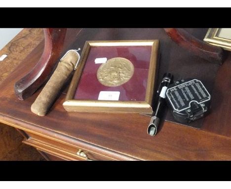 Various collectables including pocket compass, commemorative medallion for US Marine corps etc