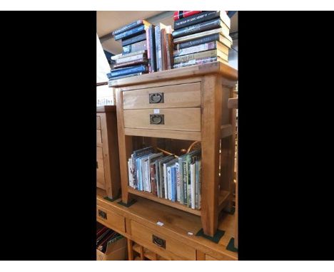 A light oak two drawer side table - height 88cms