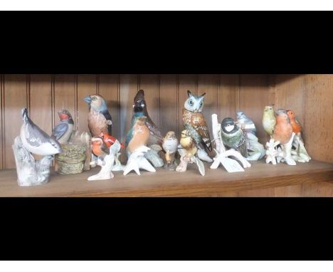 A selection of Goebel and other ceramic bird ornaments
