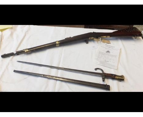 An 1874 Gras deactivated antique carbine with bayonet and scabbard (having deactivation certificate)CONDITION REPORTBy our ju