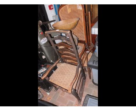 Three antique chairs together with a set of old Salter scales