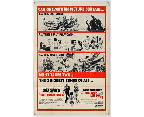 James Bond Thunderball (1965) You Only Live Twice (1967), Double Bill, US One Sheet, 41 x 27 inches, folded, NSS 71/53 RR Dir