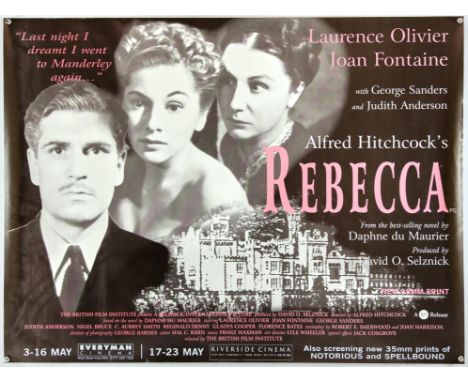 Rebecca (1940), British Quad, 40 x 30 inches, 2006 RR, rolled Director: Alfred Hitchcock  Stars Laurence Olivier, Joan Fontai