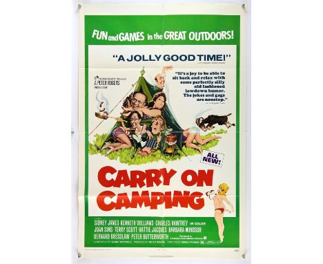 Carry On Camping (1969), US One Sheet, 41 x 27 inches, folded, NSS 71-337, Renato Fratini artwork Director Gerald Thomas Star