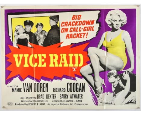 Vice Raid (1960), British Quad, 40 x 30 inches, folded Director Edward L Cahn Stars Mamie Van Doren, Richard Coogan Condition