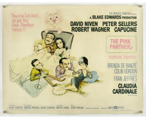 The Pink Panther (1963), US Half Sheet, 28.5 x 22 inches on linen, NSS 64/9, Jack Rickard artwork Director Blake Edwards Star