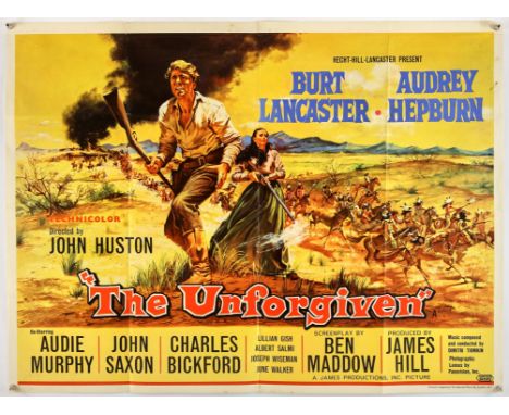 The Unforgiven (1960), British Quad, 40 x 30 inches, folded, printed by The Haydock Press Ltd Director John Huston Stars Burt
