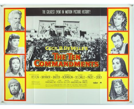 The Ten Commandments (1956), British Quad, 40 x 30 inches, folded, printed by Leonard Ripley and Co Director Cecil B DeMille 