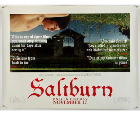Lot of 2 Saltburn (2023), British Quads, 40 x 30 inches, DS, rolled Director Emerald Fennell Stars Barry Keoghan, Jacob Elord