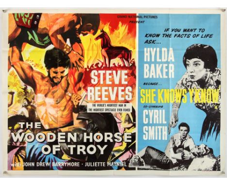 The Wooden Horse Of Troy (1961) / She Knows, Y' Know (1962), British Quad, 40 x 30 inches, folded, printed by Electric Modern