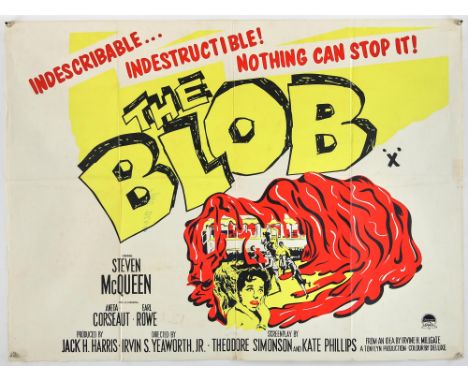 The Blob (1958), British Quad, 40 x 30 inches, folded, RR Directors Irvin S. Yeaworth Jr  Stars Steve McQueen, Aneta Corsaut 
