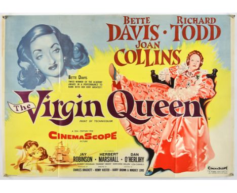 The Virgin Queen (1955), British Quad, 39.5 x 27.5 inches, folded, TRIMMED, Jock Hinchliffe artwork Director Henry Koster Sta