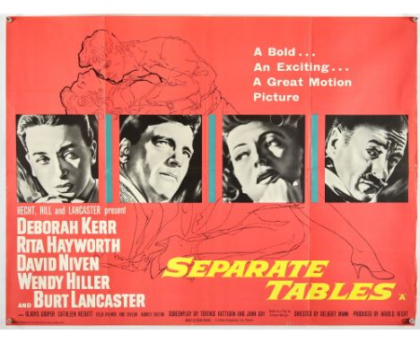 Separate Tables (1958), British Quad, 40 x 30 inches, folded, printed by Haycock Press Director Delbert Mann Stars Rita Haywo