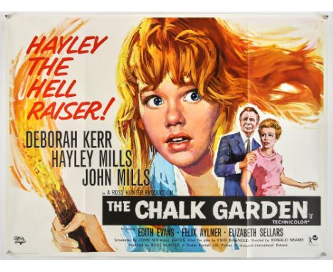 The Chalk Garden (1964) British Quad, 40 x 30 inches  Renato Fratini artwork, printed by Charles & Read Ltd, was folded now r