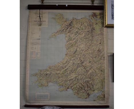 A Wall Hanging Map Ordnance Survey of Great Britain Quarter Inch (Fifth Series) Special Sheet, "Wales and the Marche"' 54.5cm