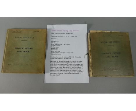 Two WWII Pilots Flying Log Books Belonging to Flight Lieutenant W Bain who was a Bomber Pilot. Squadrons Mentioned 21, 45, 55