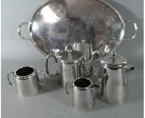 A Silver Plated Four Piece Edwardian Tea Service on Two Handled Tray 