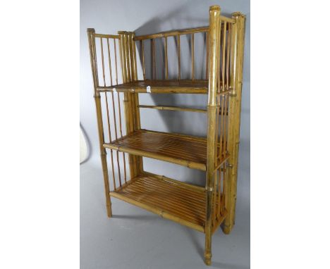 A Three Tier Folding Bamboo Shelf, 49cm Wide 