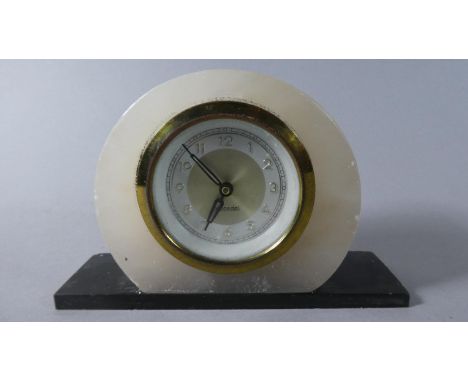 An German Art Deco Style Mantle Clock the Dial Inscribed Mercedes, Working Order, 14cm Long 