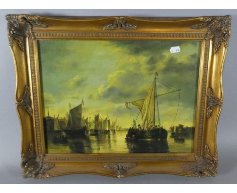 A Gilt Framed Maritime Print on Board of Sailing Barges, 50cm Wide 