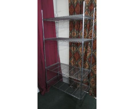 A Chrome Four Shelf Storage Unit, 89cm Wide 