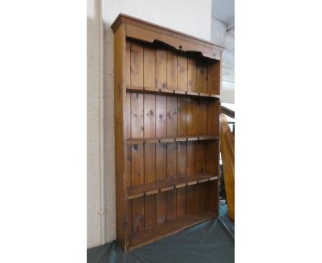 A Modern Pine Four Shelf Open Bookcase Now Converted to Cue Rack, 79cm Wide 