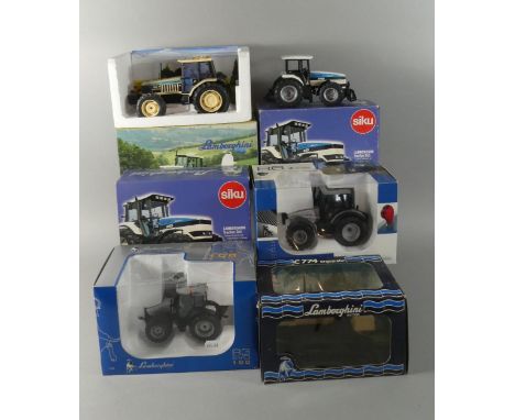 A Collection of Six Boxed 1:32 Scale Lamborghini Tractors to comprise R6.165.7, 190 Racing, R3 Evo100, 265,(x2) C774 Ergomati