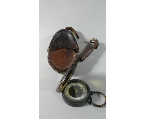 A WWI Leather Compass Magnapole Case Stamped J A Jacobs and Co. ltd 1914 Containing a Pocket Compass Patent No.22598