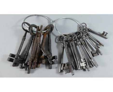 Two Key Rings Containing Large Quantity of Vintage Keys 