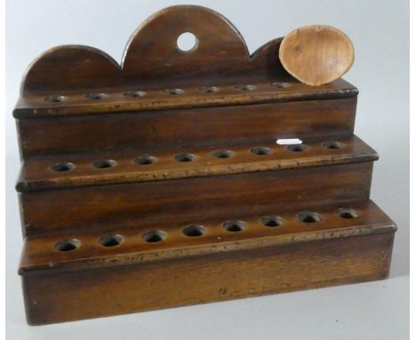 A Welsh Oak Three Step Spoon Rack, 32.5cm Wide 