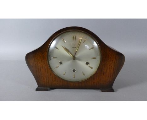 A Smiths Oak Cased Westminster Chime Mantle Clock, 31cm Wide 