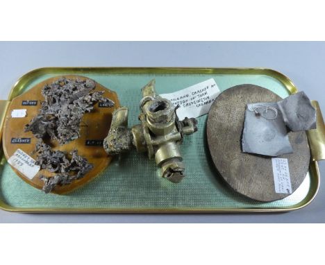 A Collection of Three Pieces of WWII Aircraft to include Oxford, Crashed Hodnet 1942, Fragment of Nazi Plane Shot Down and En
