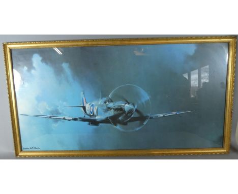 A Large Spitfire Print After Barrie AF Clark, 99cm Wide 