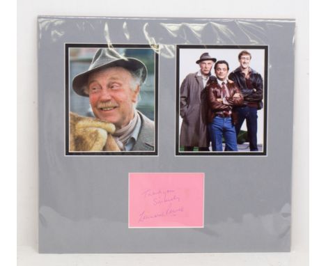 Lennard Pearce - Actor - Only Fools and Horses - Rare Signed autograph page mounted with picture. It measures approx 17 x 15 