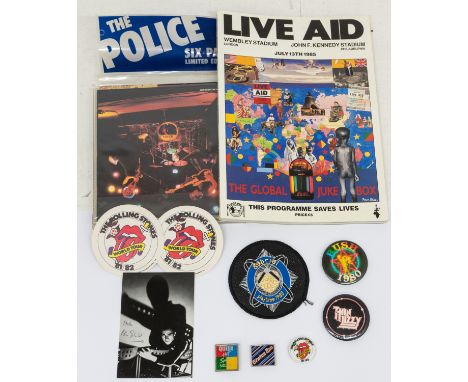 Collection of Rock and Pop Memorabilia. Including a collection of The Police 7 inch colour vinyl in 6 pack - all six singles 