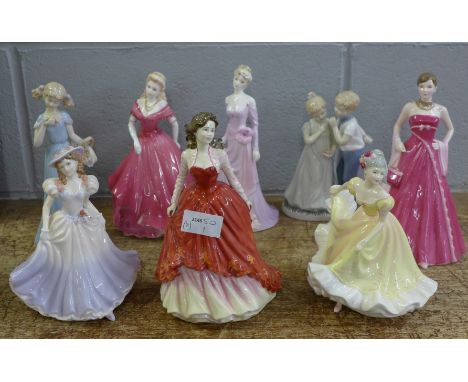 Eight figures including three Royal Doulton, two Coalport and Royal Worcester 
