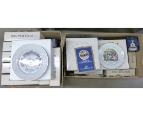 Two boxes of Royal Worcester Christmas plates and other china, (26) (Ex shop stock)